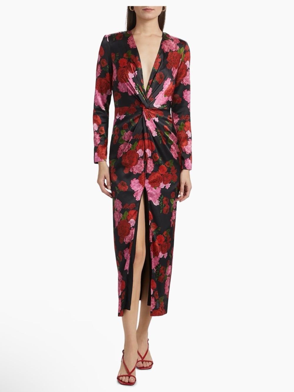 Generation Love Silvanna Floral Satin Maxi Dress Red Pink Black Size 4